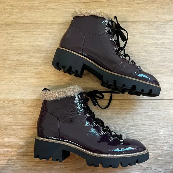 Donald J Pliner Erinn Women's Lace-up Shearling Snow Boots Vino Size 10 - Picture 1 of 10